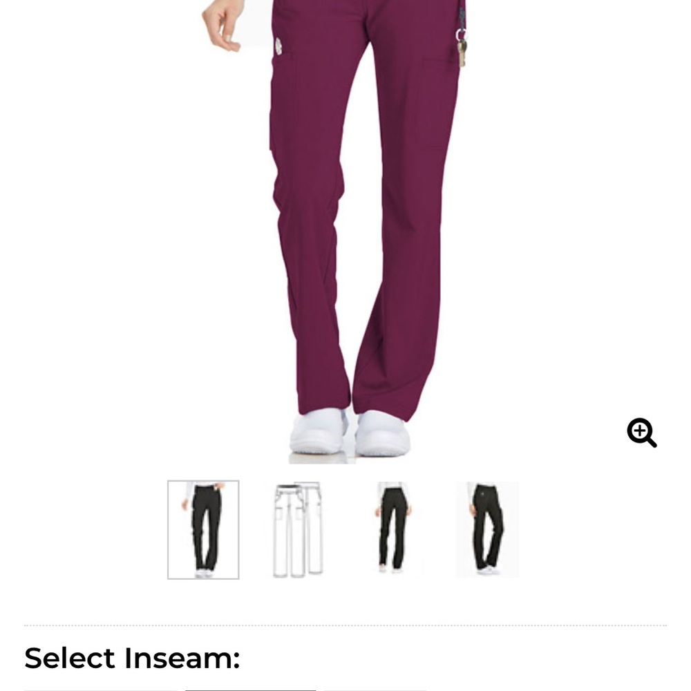 Cherokee iflex Women's Mid-Rise Straight Leg Cargo Petite Scrub Pant Maroon